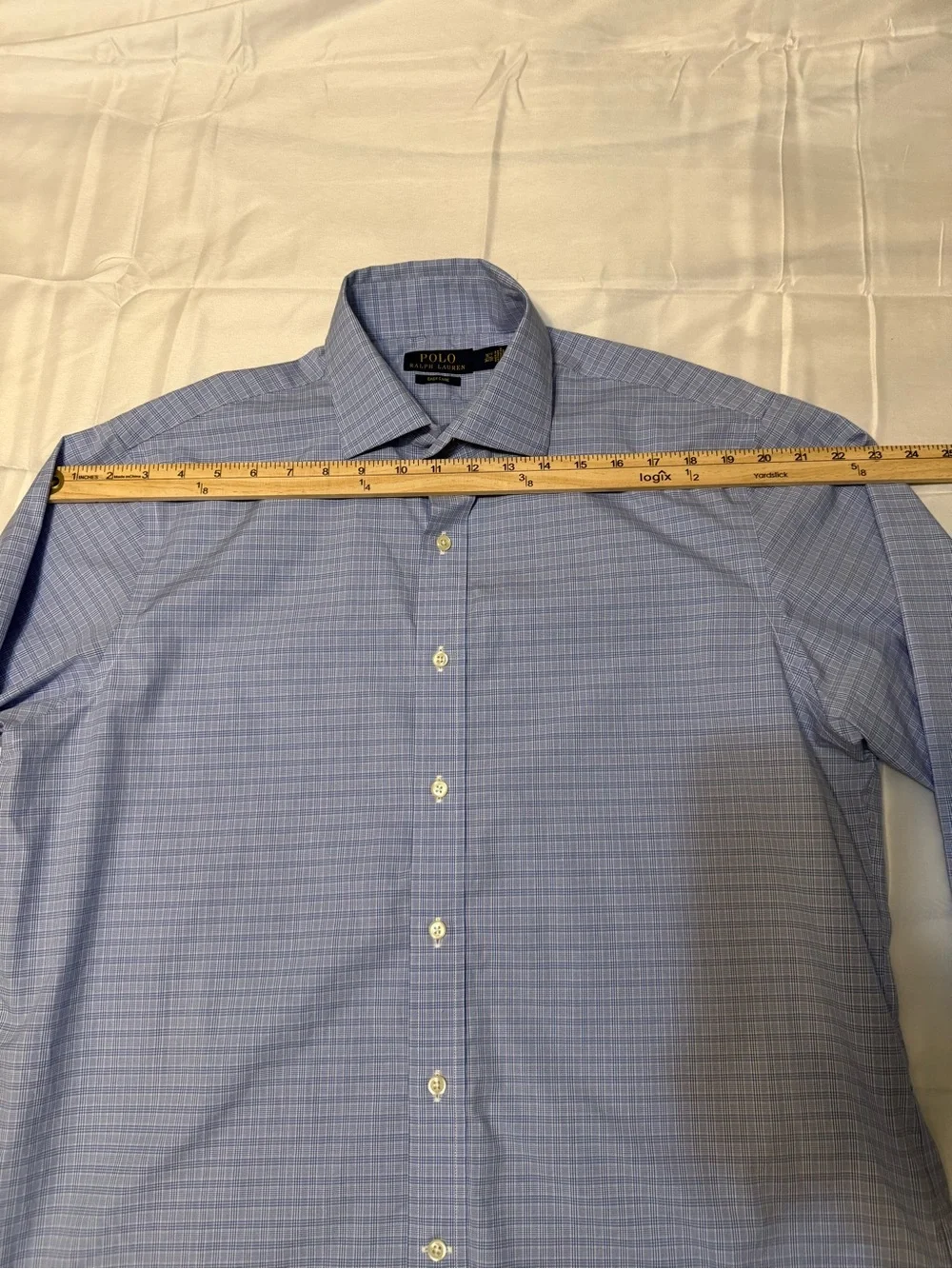 Polo by Ralph Lauren Men's Light Blue Check Dress Shirt Easy Care